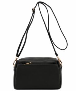 Multi Zipper Pocket Triple Zip Small Crossbody Bag