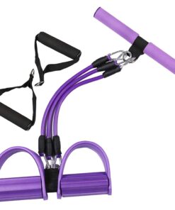 Multifunction 3-Tube Foot Pedal Elastic Pull Rope Band Kit - Purple