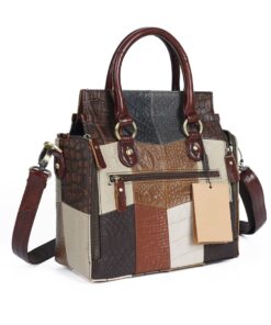 Multifunctional Genuine Leather Organiser Handbag - Cream