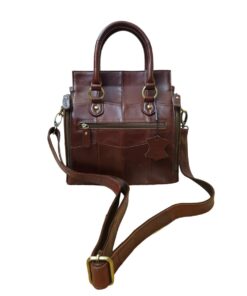 Multifunctional Genuine Leather Roomy Organiser Handbag - Brown