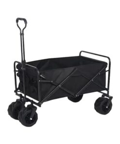 Multifunctional Outdoor Camping Cartwheel With Detachable Table Board - Black