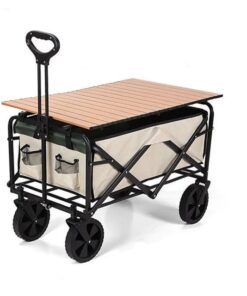 Multifunctional Outdoor Camping Cartwheel With Detachable Table Board - Brown