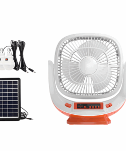 Multifunctional Solar Rechargeable Fan with Built-in LED Light with 2 Bulbs
