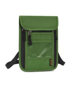 Multifunctional Travel Neck Pouch Passport Holder with RFID Blocking - Green