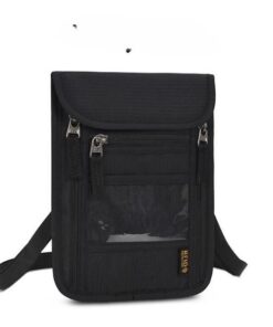 Multifunctional Travel Pouch Passport Holder with RFID Blocking - Black