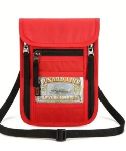 Multifunctional Travel Pouch Passport Holder with RFID Blocking - Red