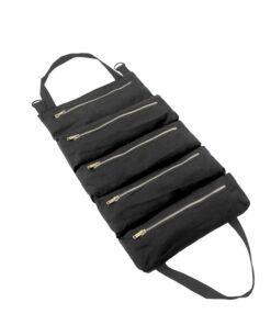 Multipurpose Tool Roll Up Canvas Storage Bag Car Back Seat Organizer-Black