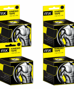 MX Kinesiology Tape - 5cm x 5m - 4 Boxes - BLACK
