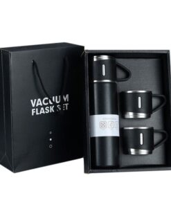 MXM 500ml Vacuum Flask With 3 Cups - Black