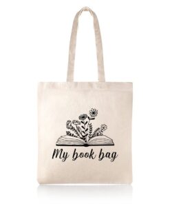 My Book Bag Wildflower Library Book Cotton Shopper Tote Bag
