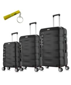 Mykonos 661-55/65/75 cm Trolley Case Set With MXM Keyring Flashlight - Black