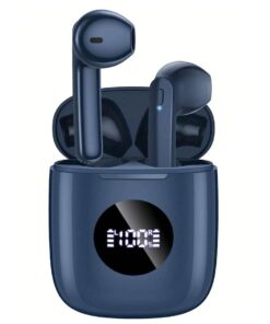 N7 - Wireless Button Control Earbuds With Dual Digital Display Case - Blue