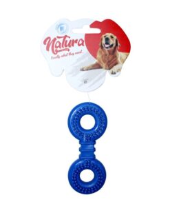 Natura Plastic Barbed Round Bone Dog Toy - Blue