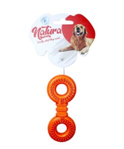 Natura Plastic Barbed Round Bone Dog Toy - Red