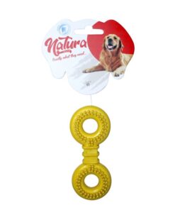 Natura Plastic Barbed Round Bone Dog Toy - Yellow