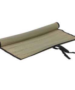 Natural Straw Roll Up Mat - Black