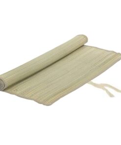 Natural Straw Roll Up Mat - White