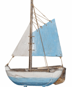 Nautical Wooden Ship White Blue Sails - 46cm 32cm