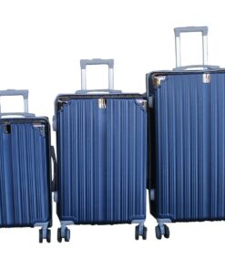 Navy 3 Piece ABS Hardshell Luggage Set with Spinner Wheels & Telescoping Handles