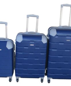 Navy 3-Piece ABS Luggage Set - Spinner Wheels , Telescopic Handle & Durable