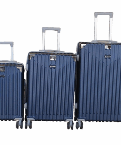 Navy 3-Piece ABS Luggage Set with Spinner Wheels, Telescoping Handle & Lock
