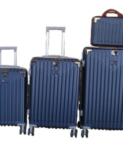 Navy 4-Piece ABS Material Luggage Set with Spinner Wheels