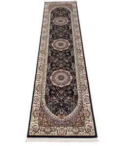 Navy Beige Beautiful Soft Floral Rug - 300 x 80 cm