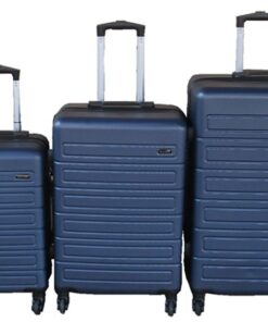 Navy Blue 3-Piece ABS Luggage Set - Hard Shell, Spinner Wheels, Locks