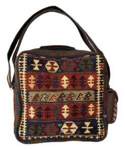 Navy Orange Vibrant Traditional Kilim Handbag