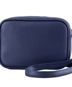 Navy Pebblestone PVC Boxy Cross Body Bag