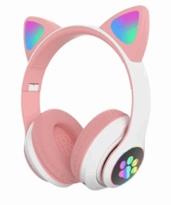 NC Flash Light Cute Cat Ears Wireless Headphones with Mic Cancontrol