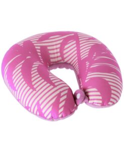 Neck Pillow with Leaf Print - Neoprene & Fleece Material - Pink Leaf