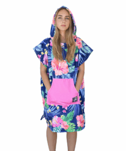 Neon Flowers Surf Swim Changing Poncho - Adult - M