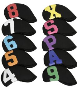 Neoprene Golf Club Iron Head Protective Covers 10 Pieces-Black-Color Marker