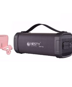 NESTY 11.5W BT Portable Speaker with FM Radio & Wireless BT Earphones -Pink