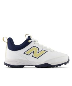 New Balance Kids' 4020 V5 Cricket Shoes - White/Blue/Yellow - UK Junior 3.5
