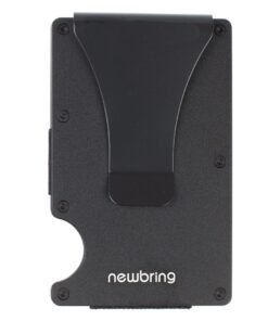 New-Bring Aluminium Minimalist Card Holder & Money Clip RFID Blocking - Black