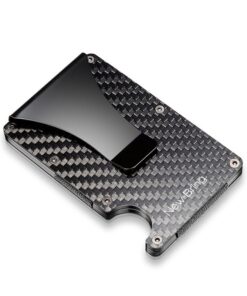 New-Bring Aluminium Minimalist Card Holder & Money Clip RFID Blocking - Black Carbon