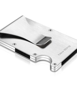 New-Bring Aluminium Minimalist Card Holder & Money Clip RFID Blocking - Brushed