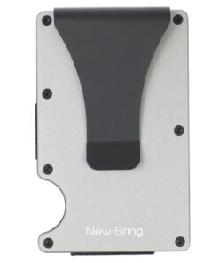 New-Bring Aluminium Minimalist Card Holder & Money Clip RFID Blocking - Grey