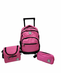 New Kings 3 Piece Backpack With Telescopic Handle and Hard Base - Pink
