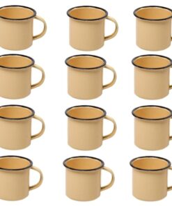New World - 8cm Enamel Coffee Mug set of 12 - Cream