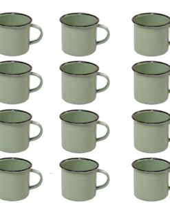 New World - 8cm Enamel Coffee Mug set of 12 - Green