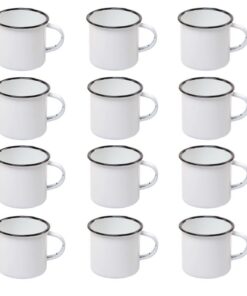 New World - 8cm Enamel Coffee Mug set of 12 - White
