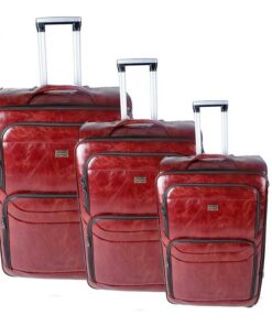 Nexco Luggage Bag Set of 3 PU Leather Travel Suitcases 28'24'22' inch - Red