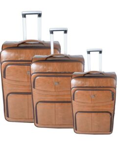 Nexco Luggage Bag Set of 3 PU Leather Travel Suitcases 28'24'22' inch - Tan