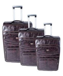 Nexco Luggage Set of 3 PU Leather Travel Suitcases 28'24'22" - Burgundy