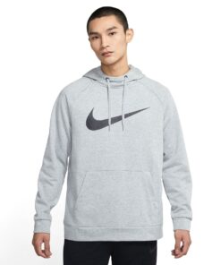 Nike Men's Dri-FIT Pullover Training Hoodie - Dark Grey Heather/Black - S