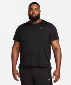 Nike Men's Miler Dri-FIT UV Short-Sleeve Running T-Shirt - Black/Silver - S