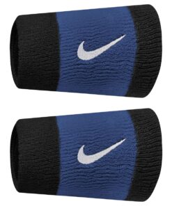 Nike Swoosh Doublewide Wristbands 2 Pk Black/Star Blue/White OSFM